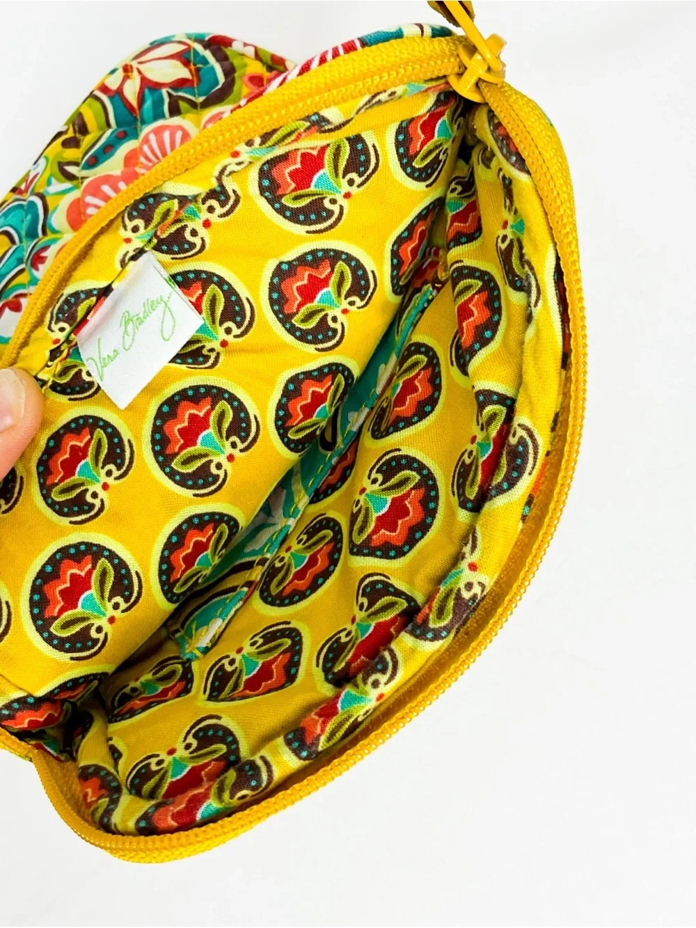 Vera Bradley Small Quilted Yellow Floral Zip Pouch - Picture 5 of 5